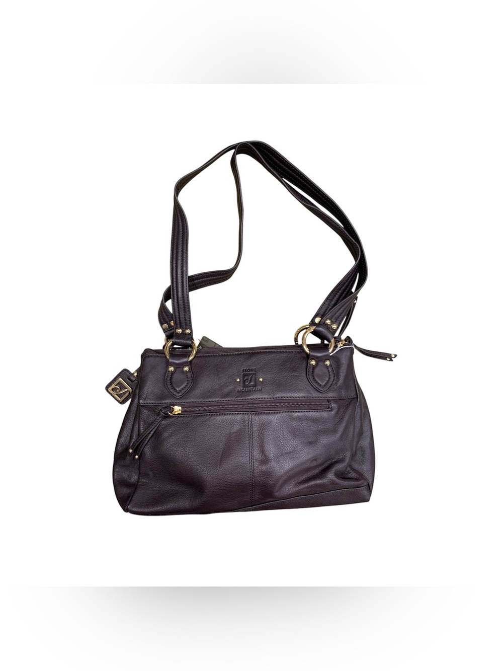 Stone Mountain NWT Accessories Dark Brown Leather Shoulder Bag with Gold Hardwar